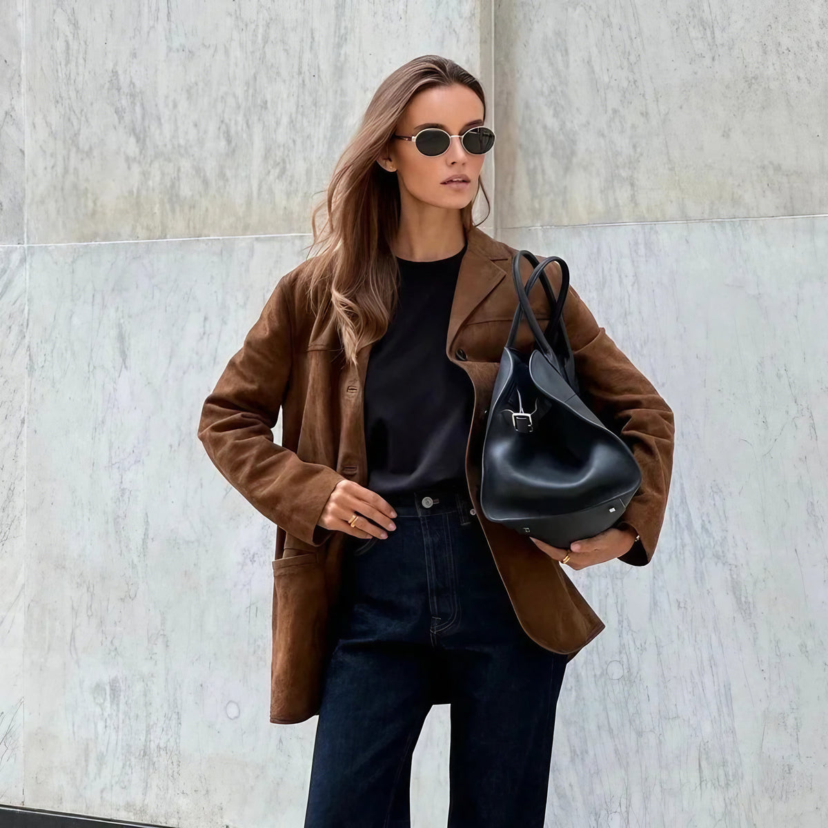 Veste ample femme marron pour l'automne et l'hiver, du S au L