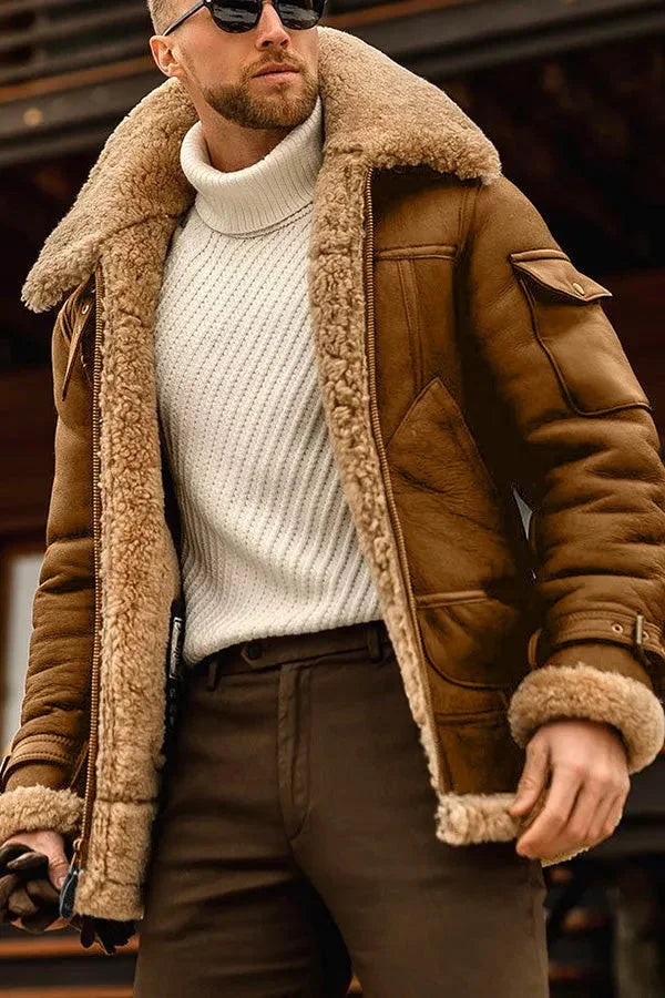 Blouson aviateur homme style vintage, zippé, du S au 5XL, marron