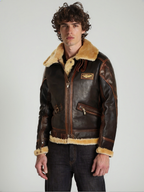 Veste aviateur homme marron, coupe ajustée, du XS au 4XL