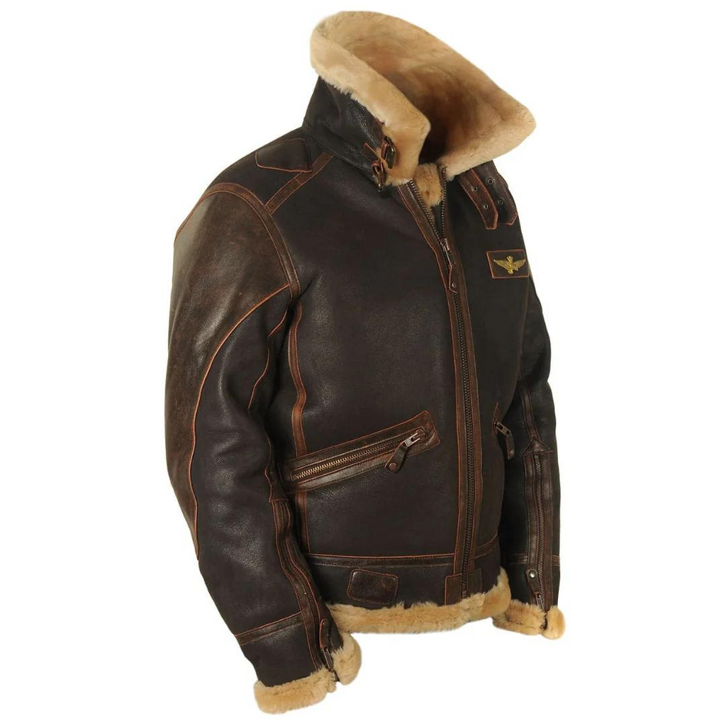 Veste aviateur homme marron, coupe ajustée, du XS au 4XL