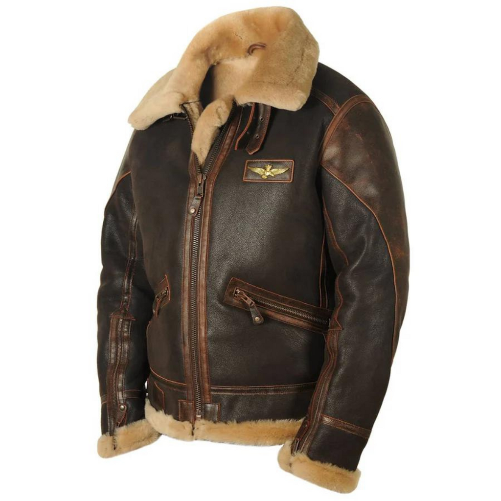 Veste aviateur homme marron, coupe ajustée, du XS au 4XL, marron