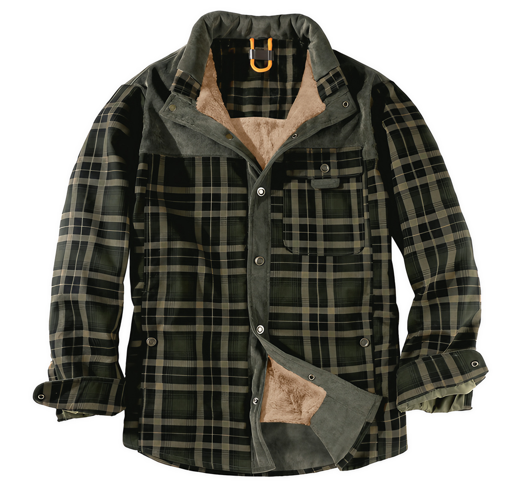Veste bûcheron homme à carreaux, boutonnée, huit coloris, vert