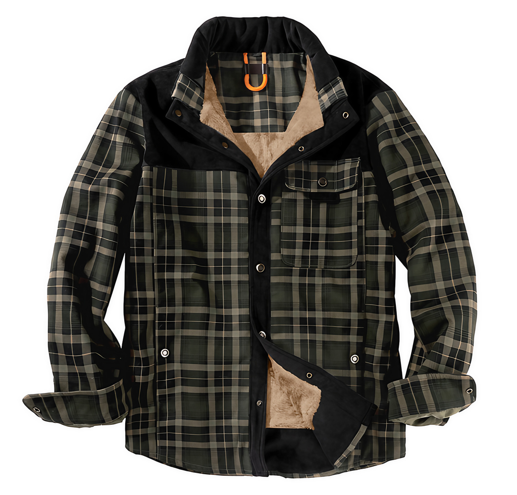 Veste bûcheron homme à carreaux, boutonnée, huit coloris, vert foncé