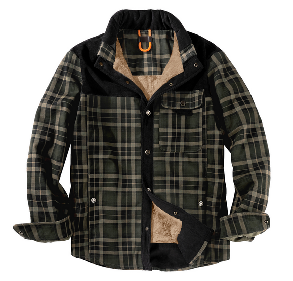 Veste bûcheron homme à carreaux, boutonnée, huit coloris, vert foncé