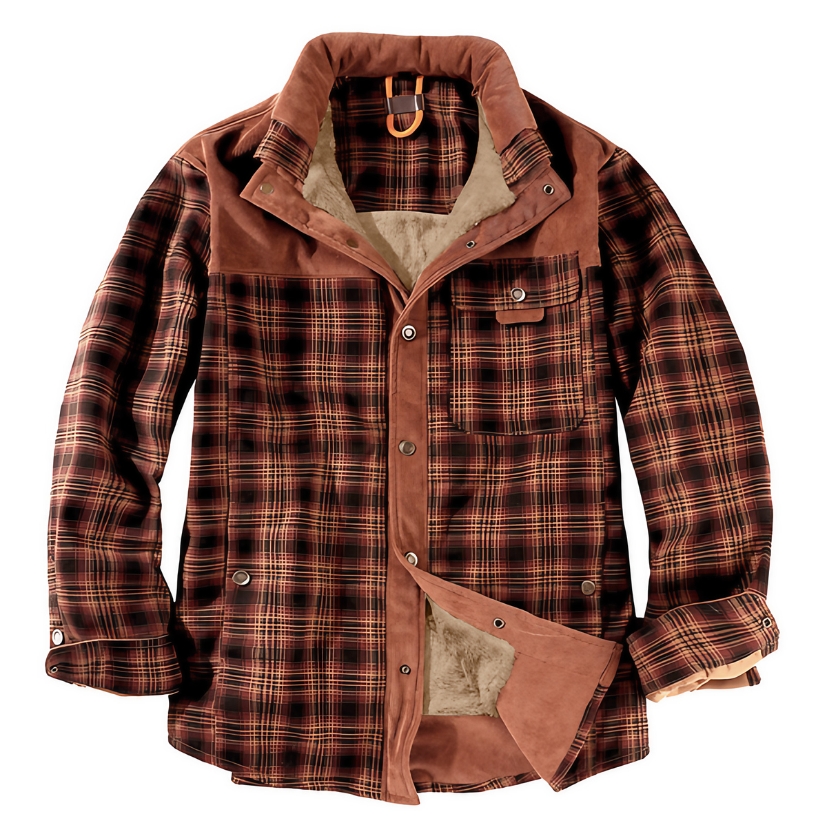 Veste bûcheron homme à carreaux, boutonnée, huit coloris, rouge brique