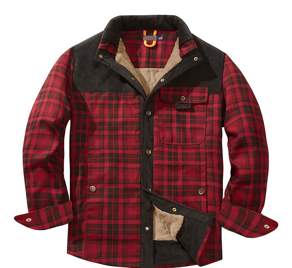 Veste bûcheron homme à carreaux, boutonnée, huit coloris, rouge