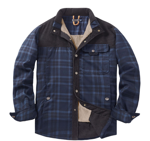 Veste bûcheron homme à carreaux, boutonnée, huit coloris, bleu marine