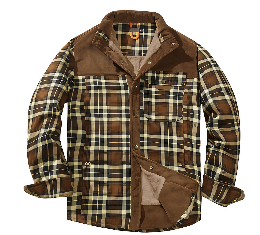 Veste bûcheron homme à carreaux, boutonnée, huit coloris, vert armée