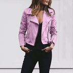 Veste biker femme coupe ajustée, six coloris, du XS au 3XL, rose
