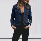 Veste biker femme coupe ajustée, six coloris, du XS au 3XL, bleu