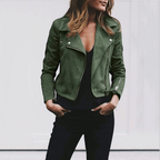 Veste biker femme coupe ajustée, six coloris, du XS au 3XL, vert