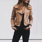 Veste biker femme coupe ajustée, six coloris, du XS au 3XL, kaki