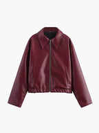 Veste biker femme oversize zippée, rouge, du S au L
