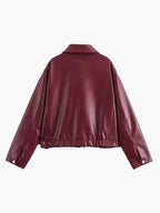 Veste biker femme oversize zippée, rouge, du S au L