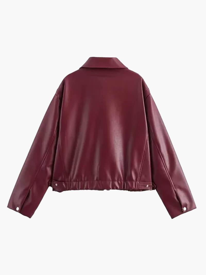 Veste biker femme oversize zippée, rouge, du S au L