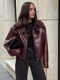Veste biker femme oversize zippée, rouge, du S au L, rouge
