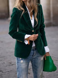 Blazer femme cintré à simple boutonnage, vert ou rouge, vert