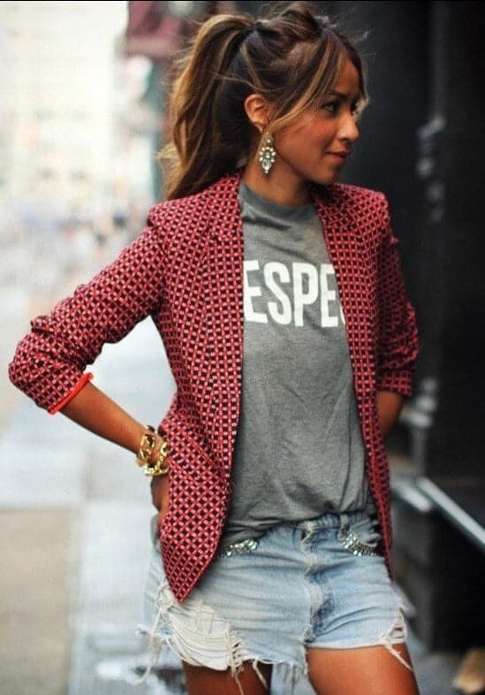 Blazer femme à carreaux rouge, col à revers, du XS au 2XL
