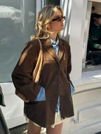 Blazer femme oversize à revers larges et poches latérales