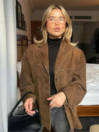 Blazer femme oversize à revers larges et poches latérales