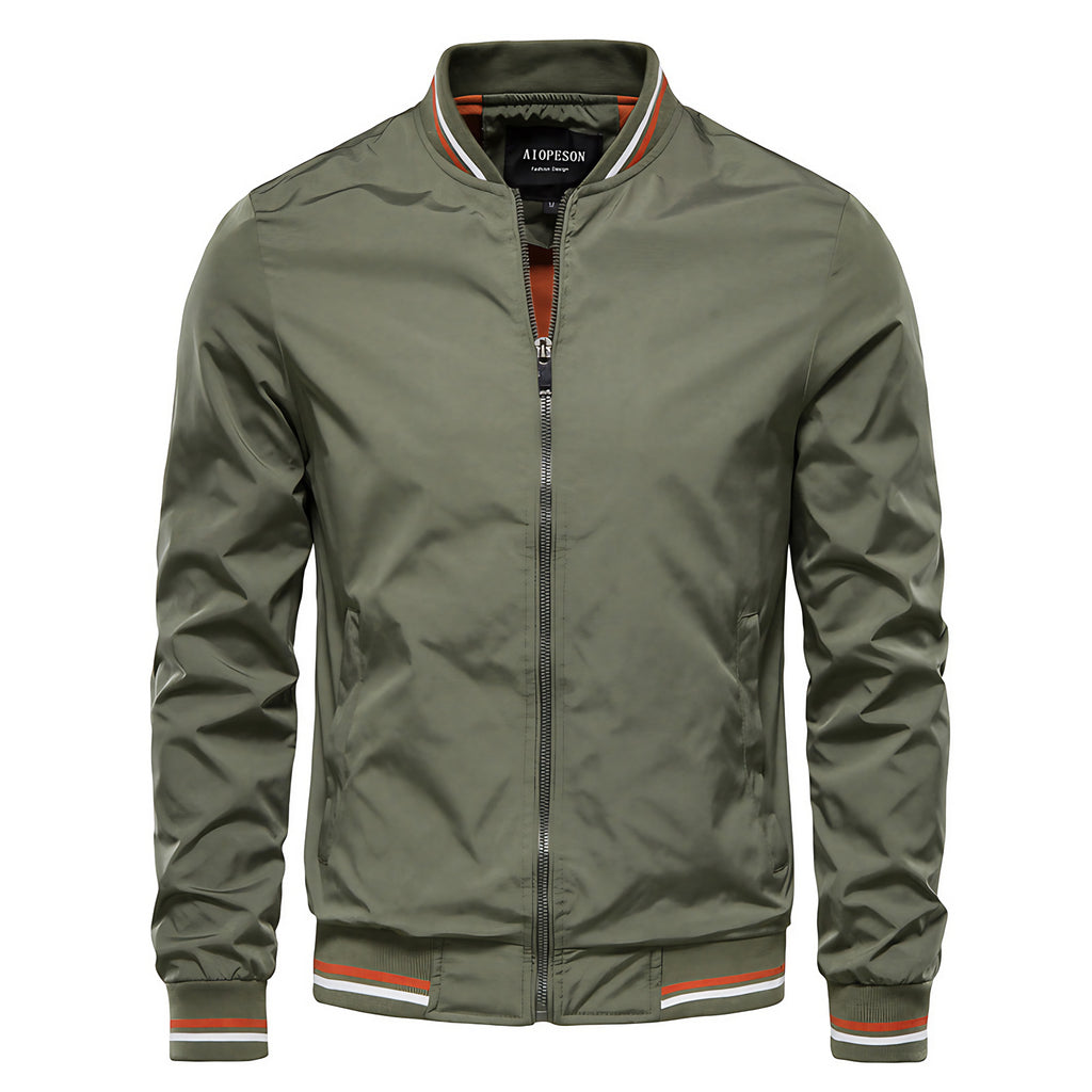 Blouson bombardier homme zippé, bords côtelés, du M au 5XL, vert