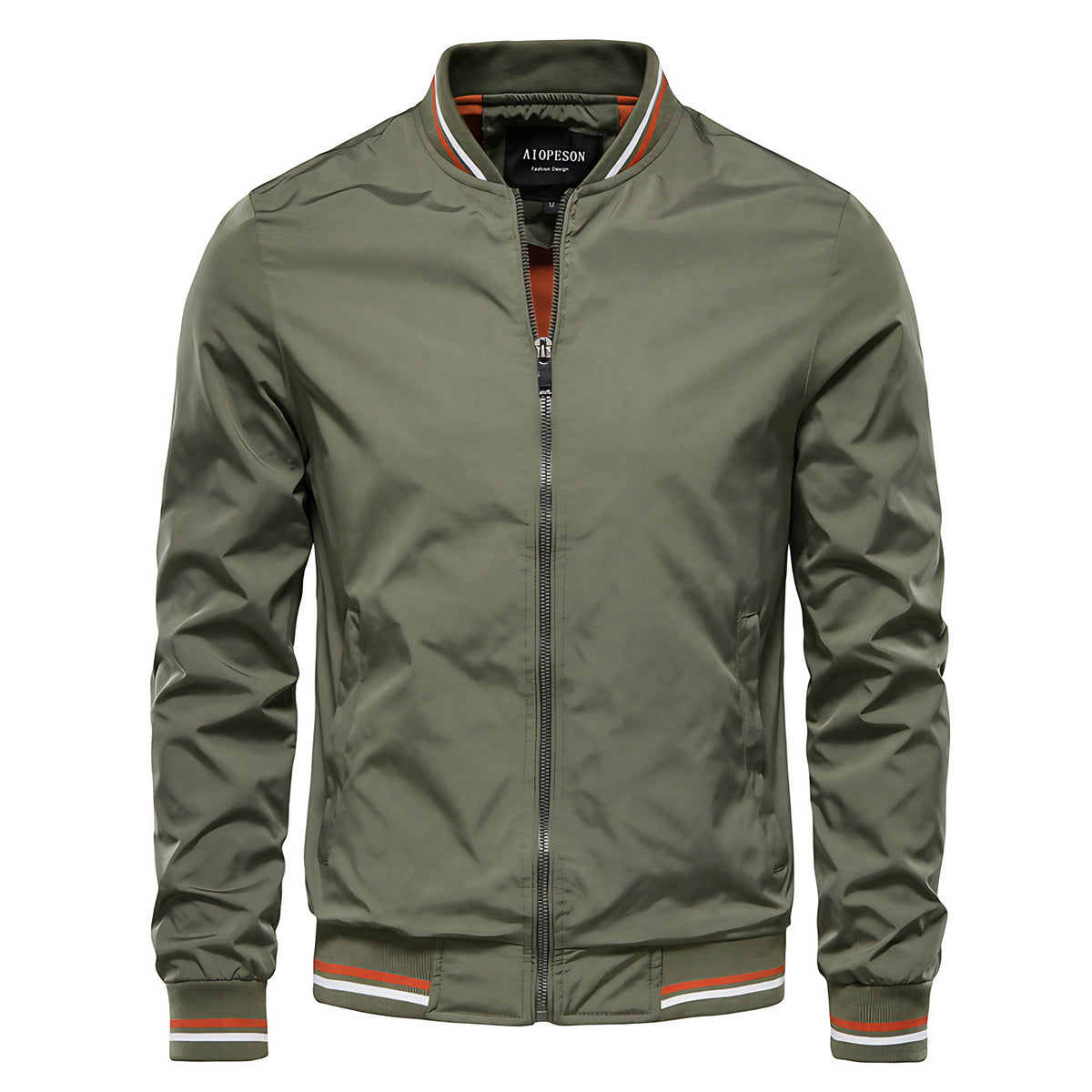 Blouson bombardier homme zippé, bords côtelés, du M au 5XL, vert