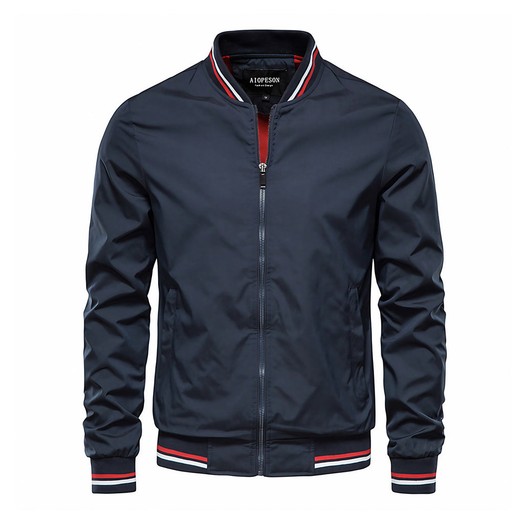 Blouson bombardier homme zippé, bords côtelés, du M au 5XL, bleu foncé