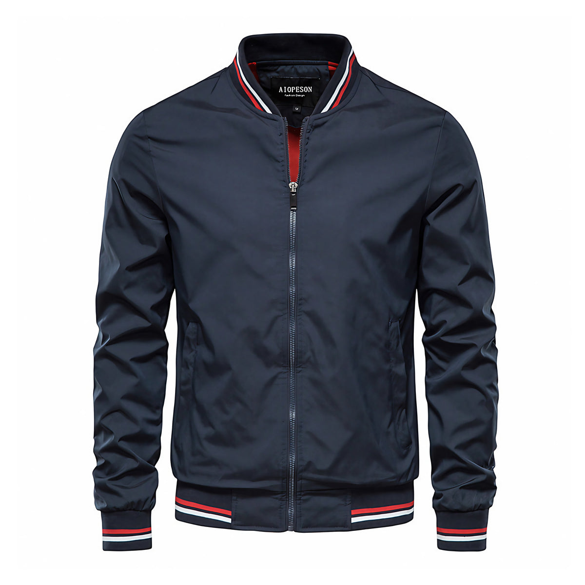 Blouson bombardier homme zippé, bords côtelés, du M au 5XL, bleu foncé