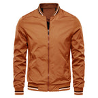 Blouson bombardier homme zippé, bords côtelés, du M au 5XL, marron