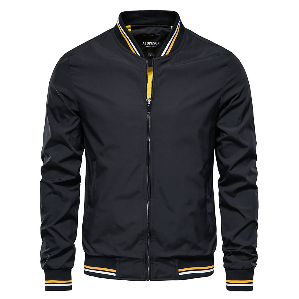 Blouson bombardier homme zippé, bords côtelés, du M au 5XL, noir