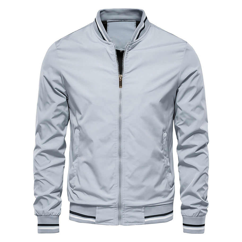 Blouson bombardier homme zippé, bords côtelés, du M au 5XL, gris