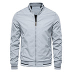 Blouson bombardier homme zippé, bords côtelés, du M au 5XL, gris