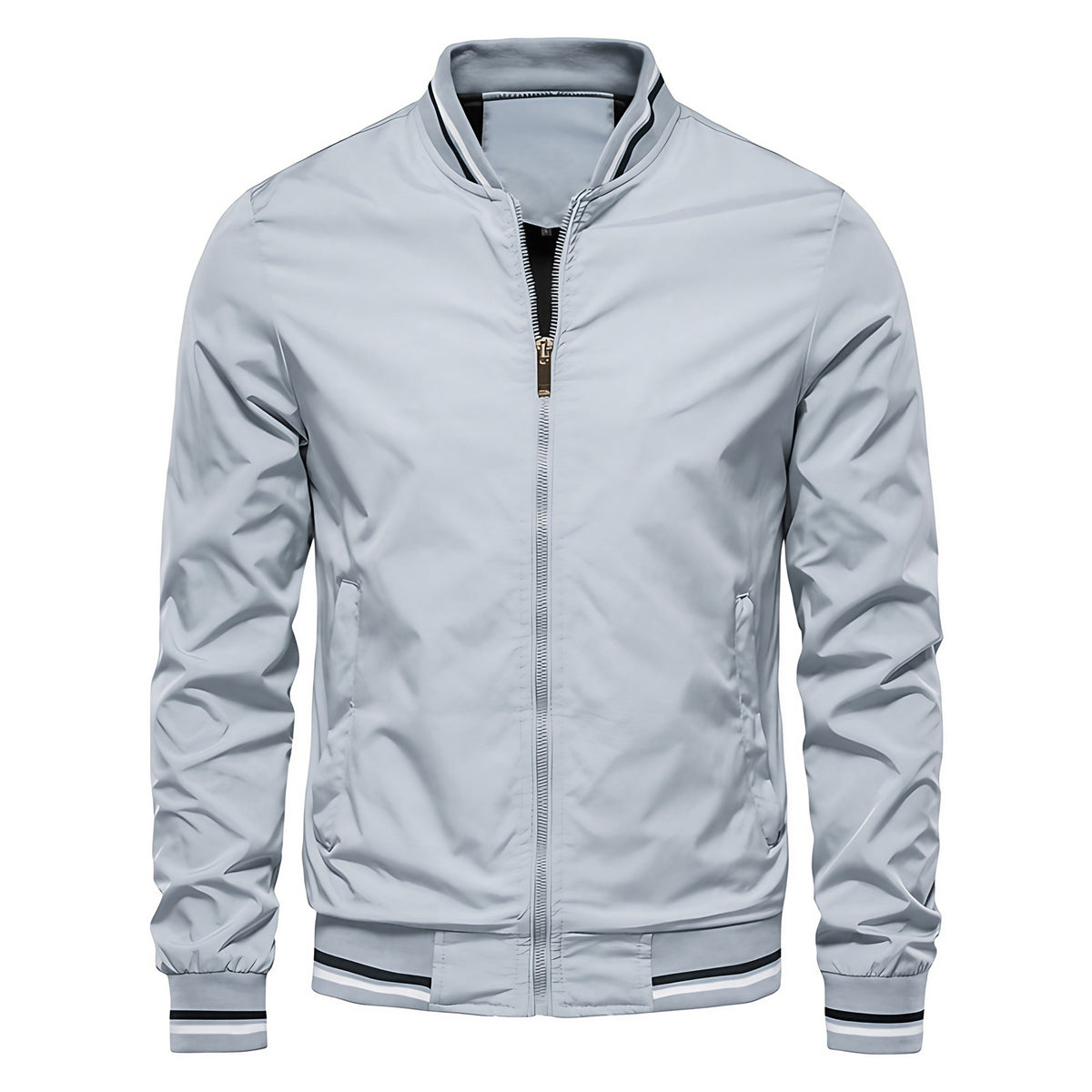 Blouson bombardier homme zippé, bords côtelés, du M au 5XL, gris