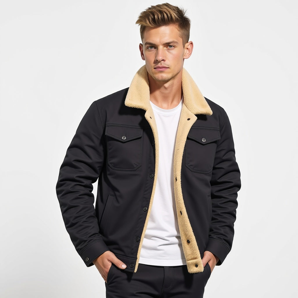 Blouson bomber homme isolé pour l'hiver, à poches, style vintage