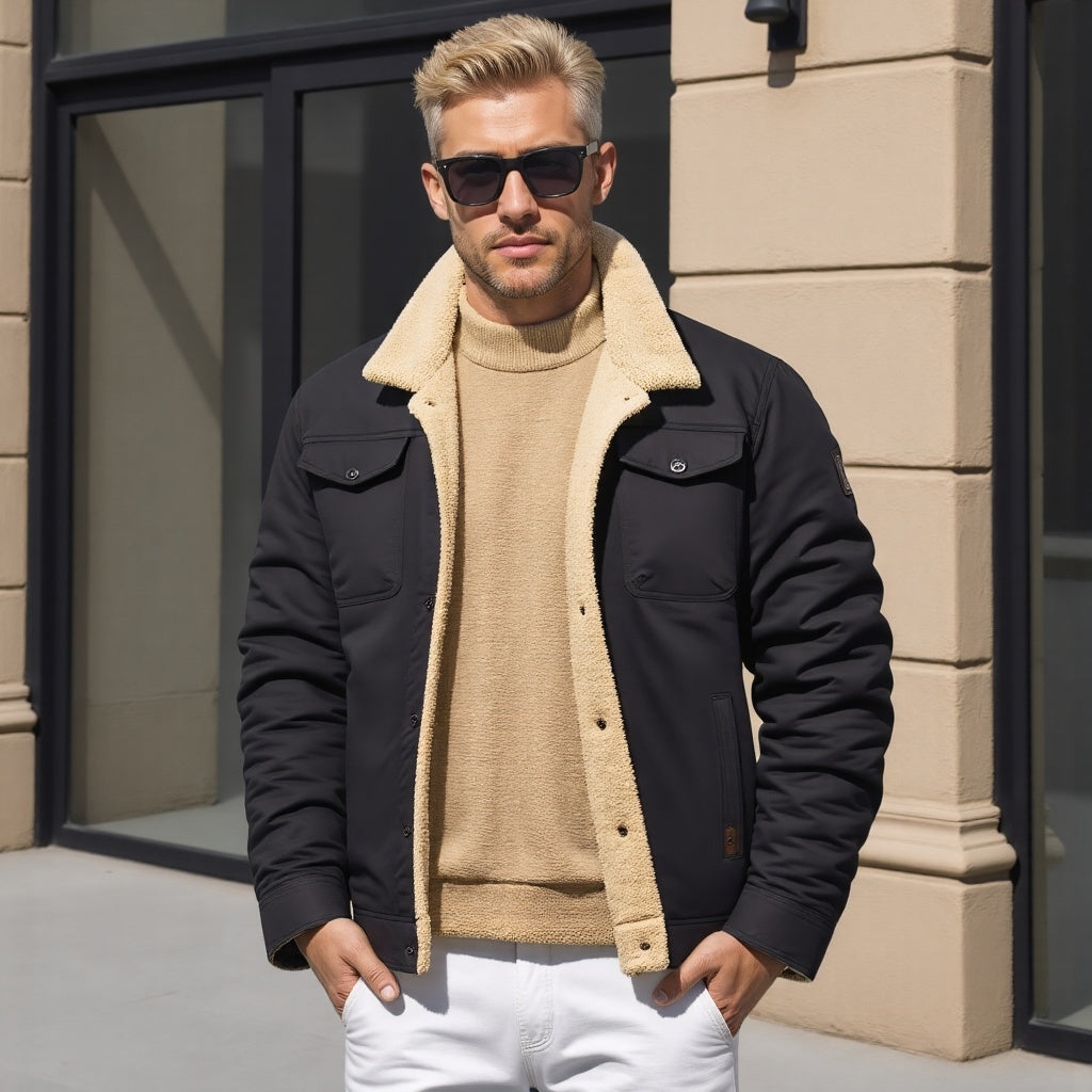 Blouson bomber homme isolé pour l'hiver, à poches, style vintage