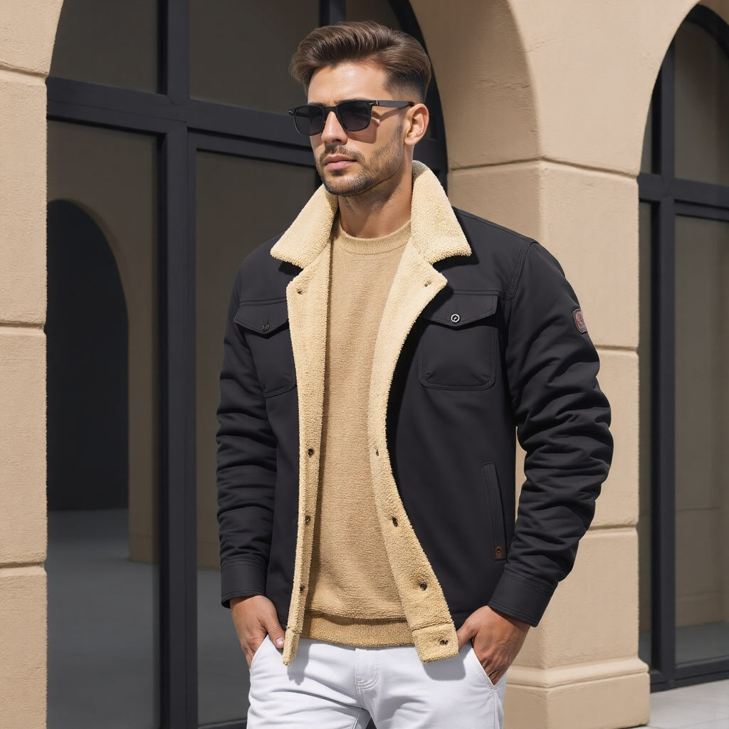 Blouson bomber homme isolé pour l'hiver, à poches, style vintage
