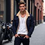 Blouson bomber homme isolé pour l'hiver, à poches, style vintage