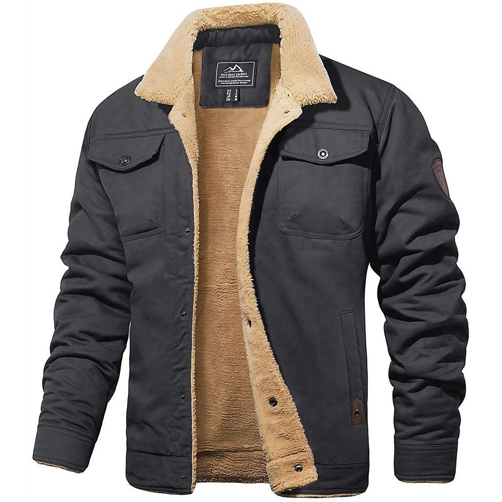 Blouson bomber homme isolé pour l'hiver, à poches, style vintage, gris foncé