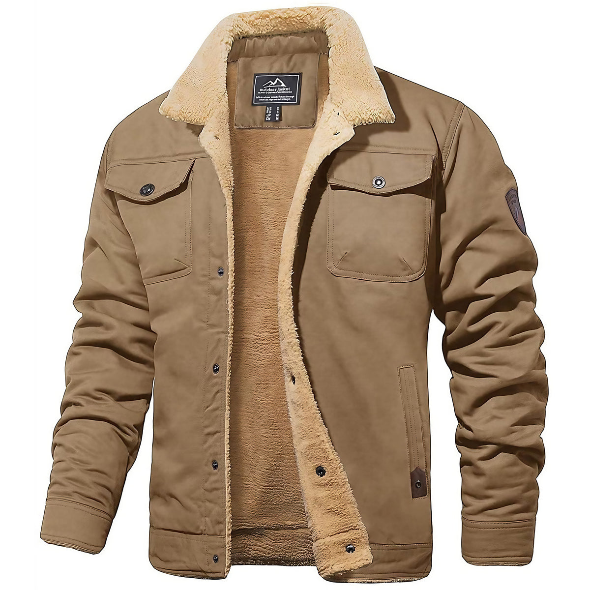 Blouson bomber homme isolé pour l'hiver, à poches, style vintage, kaki