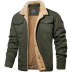 Blouson bomber homme isolé pour l'hiver, à poches, style vintage, vert armée