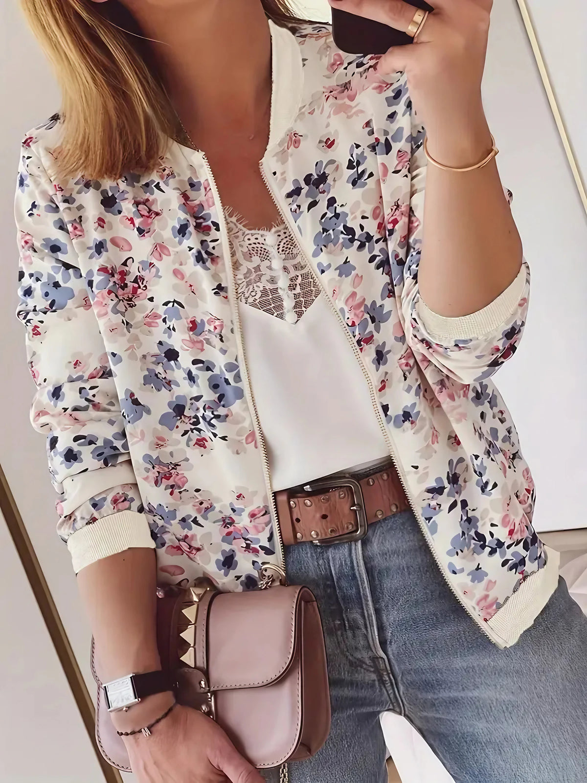 Veste bomber femme à imprimé fleuri, légère, du S au 2XL, imprimé fleuri