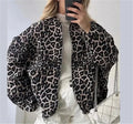 Veste bomber femme imprimé léopard, zip et deux poches, S à L