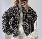 Veste bomber femme imprimé léopard, zip et deux poches, S à L