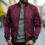 Blouson bomber homme col montant, huit coloris, du S au 4XL, bordeaux