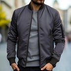 Blouson bomber homme col montant, huit coloris, du S au 4XL, gris foncé