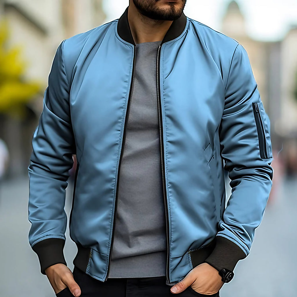 Blouson bomber homme col montant, huit coloris, du S au 4XL, bleu aqua
