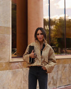 Veste bomber femme dorée, bords côtes, du S au XL