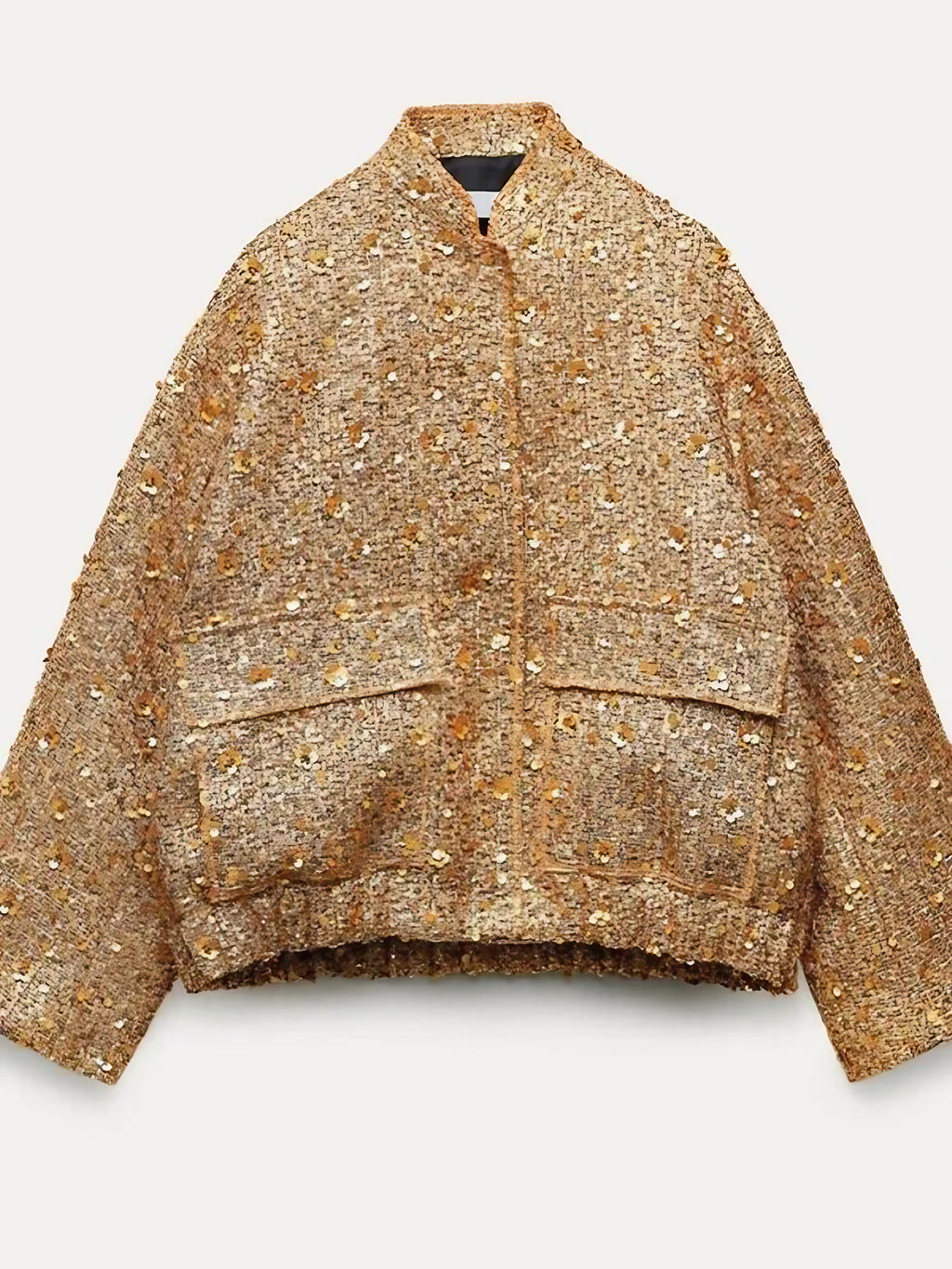 Veste bomber femme dorée, bords côtes, du S au XL, doré