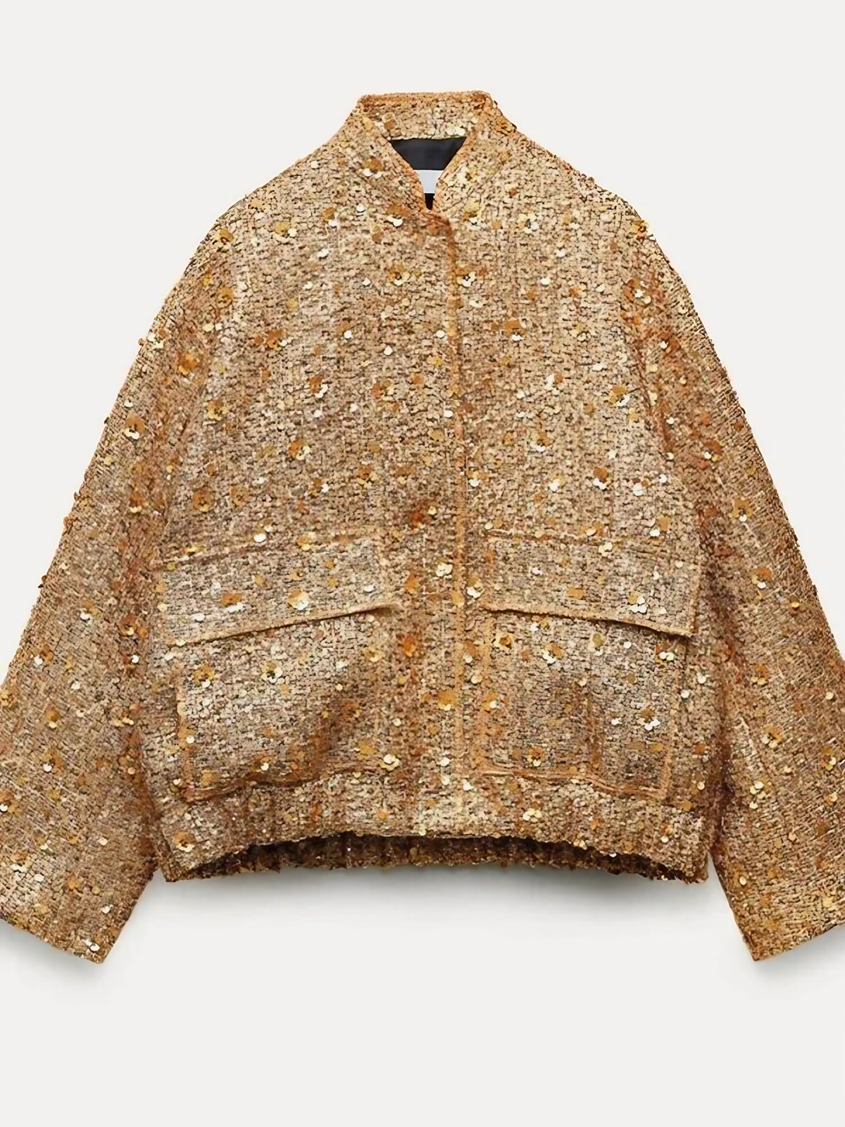 Veste bomber femme dorée, bords côtes, du S au XL, doré