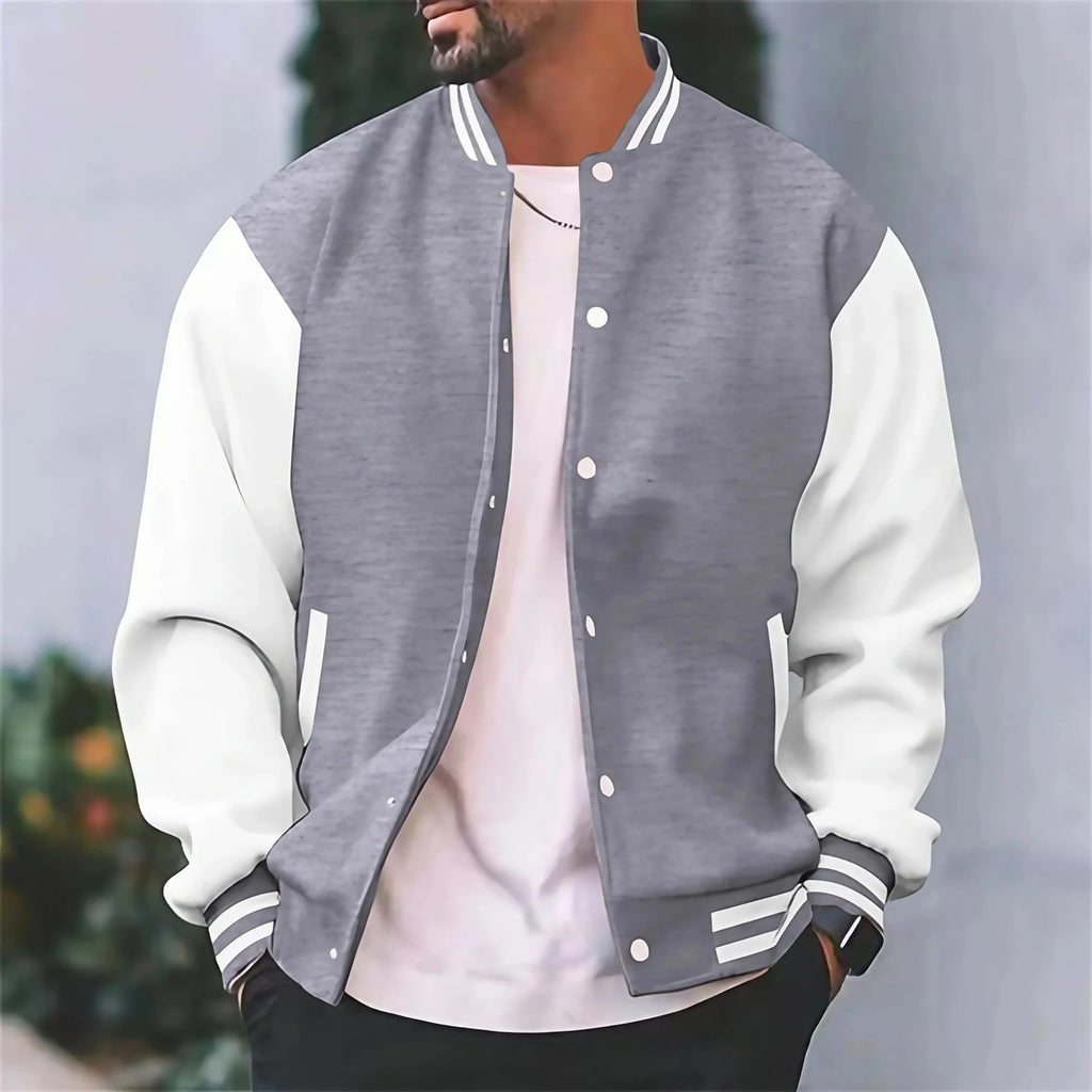 Veste bomber homme style universitaire, coupe slim, six coloris, gris